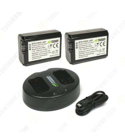 Wasabi Power Battery (2-Pack) and Dual Charger for Sony FW-50